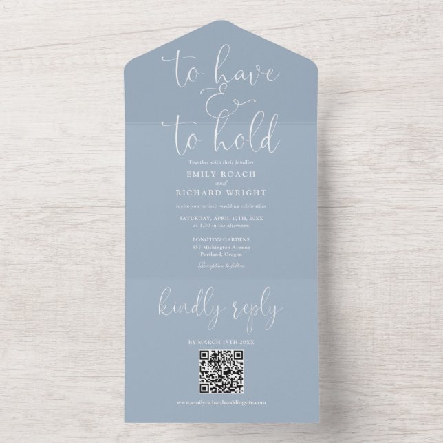 Para Ter E Para Segurar Código QR Casamento Azul P (Inside)