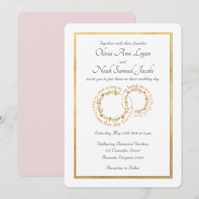 Para Ter E Realizar Convite De Casamento Floral (Frente/Verso)