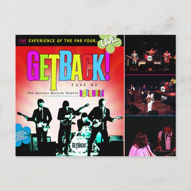 Para Trás! Cartão postal Beatlemania (Frente)