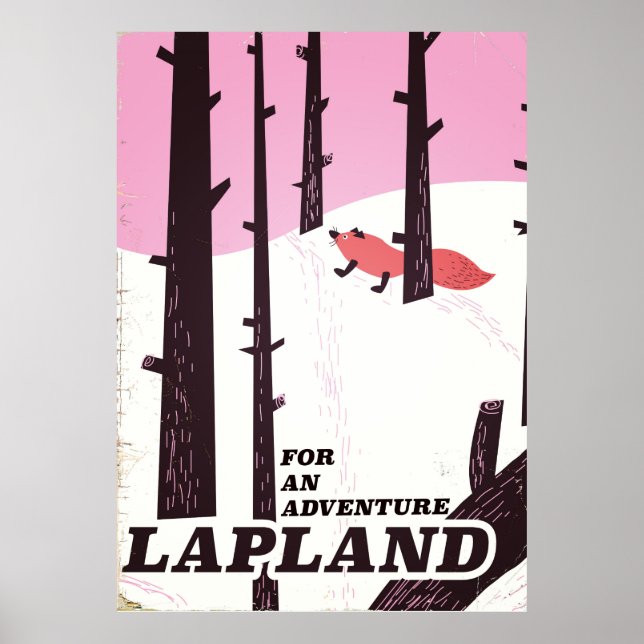 Para uma aventura poster vintage da Lapland (Frente)