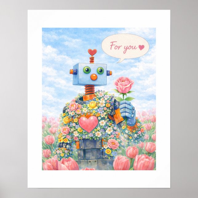 Para Você – Poster do Robô Floral (Frente)