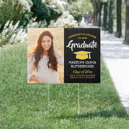 Parabéns 2 Foto Dourada Yellow Graduation Yard