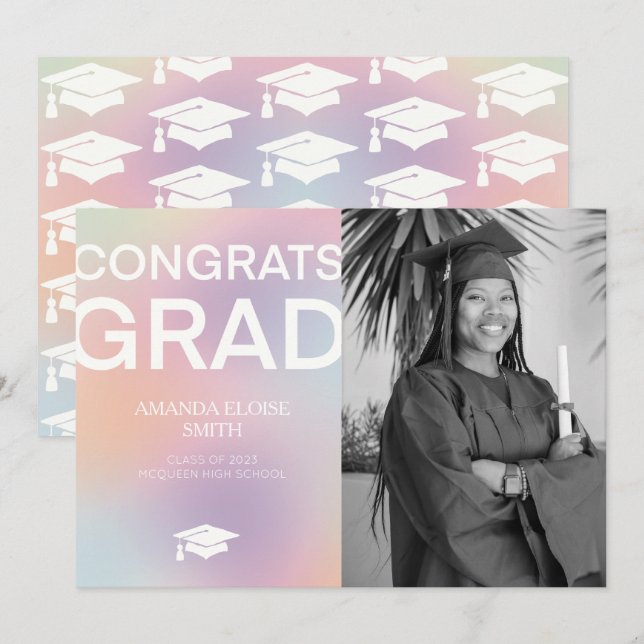 Parabéns ao Graduado Anúncio de Foto de Formatura  (Frente/Verso)