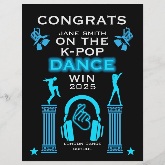 Parabéns ao Vencedor da Competição de Dança K-Pop (Frente)