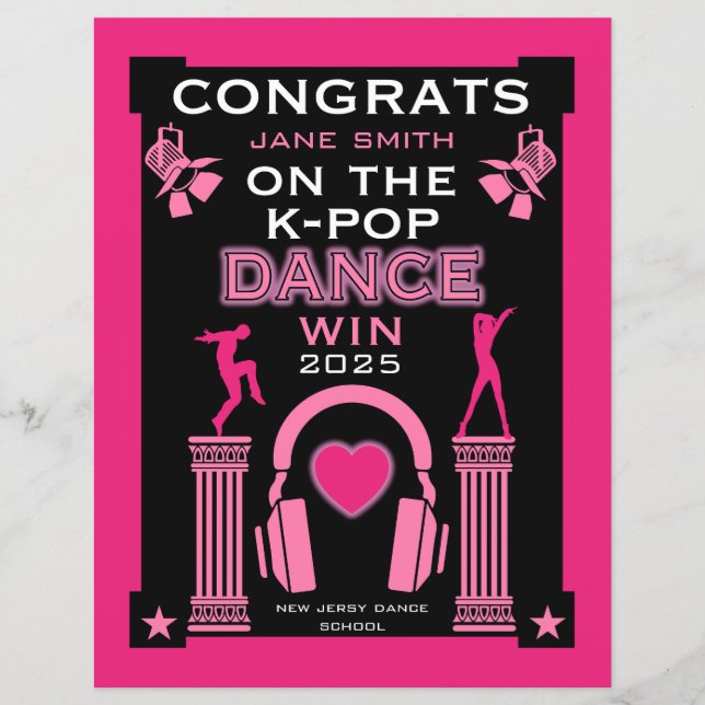 Parabéns ao Vencedor da Competição de Dança K-Pop (Frente)