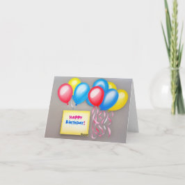 Parabéns Balões de Aniversário Dobrados Cartão de 
