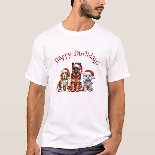 Parabéns Cachorros Cachorro Camisa de Natal (Frente)