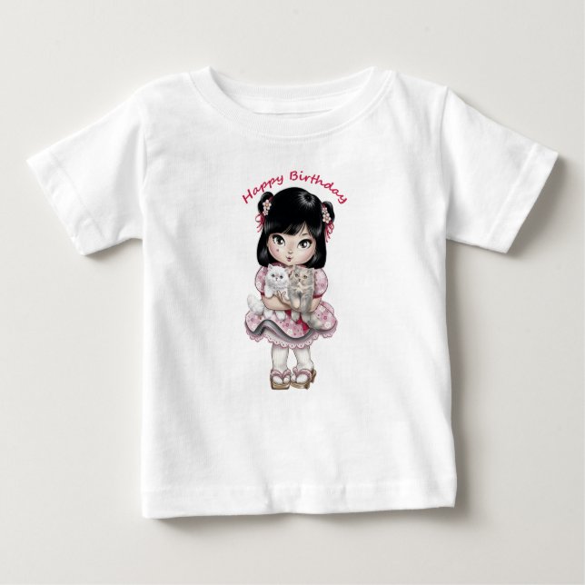Parabéns, camiseta bebê, meninas (Frente)