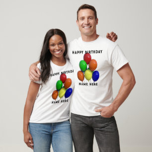 Parabéns Camisetas Tops Texto Balões