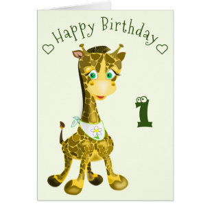 Parabéns Cartão de Aniversário Bebê Girafa - Nome 