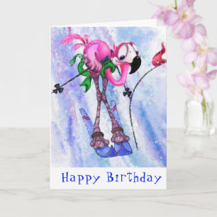 Parabéns Cartão de Aniversário Engraçado Rosa Flam