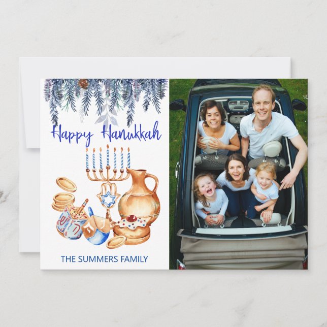 Parabéns Chanucá Modelo Fotográfico Menorah Pine (Frente)