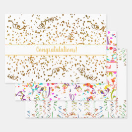 Parabéns Confetti Streamers Dourado Multicolor