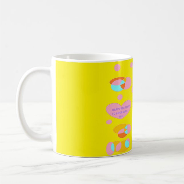 Parabéns, cor-de-rosa e amarelo, caneca (Esquerda)
