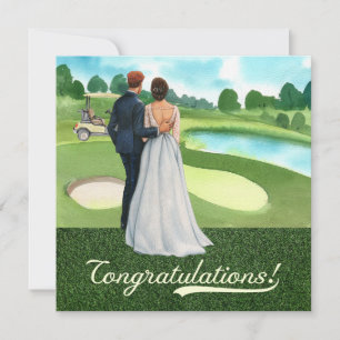 Parabéns de Casamento de Golfe com noiva e noivo