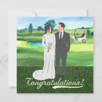 Parabéns de Casamento de Golfe com noiva e noivo