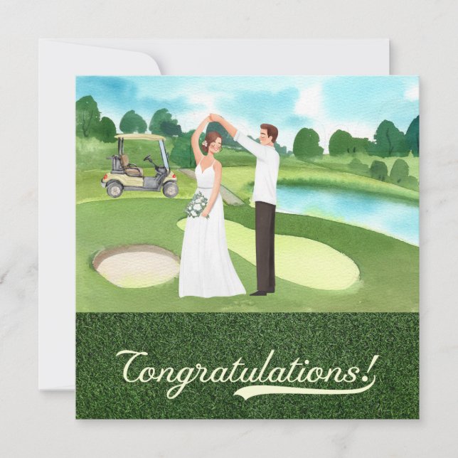 Parabéns de Casamento de Golfe com noiva e noivo (Frente)
