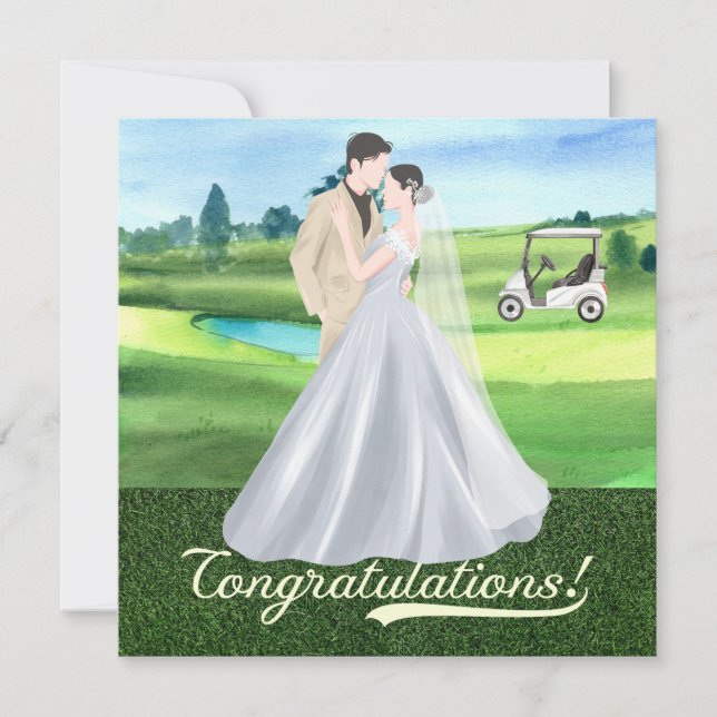 Parabéns de Casamento de Golfe com noiva e noivo (Frente)