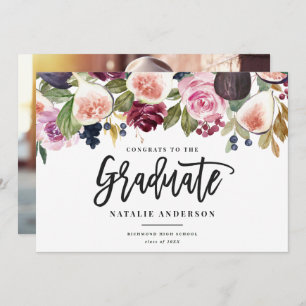 Parabéns de formando floral, cor-de-rosa,