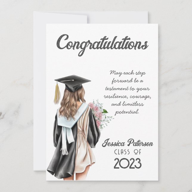 Parabéns de Garota Floral de Watercolor (Frente)