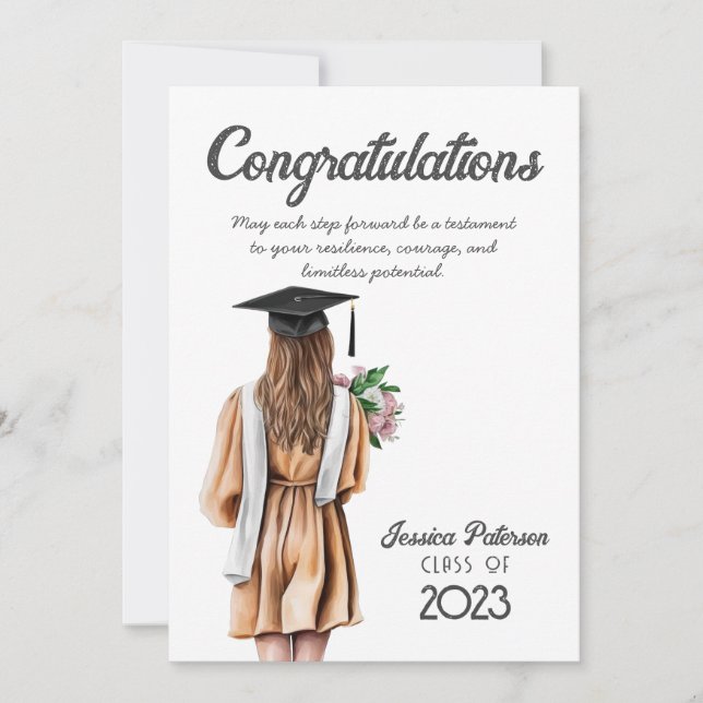 Parabéns de Garota Floral Loura-de-Aquarela (Frente)