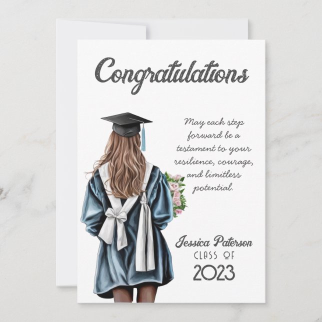 Parabéns De Rapariga De Pele Escura Floral De Aqua (Frente)