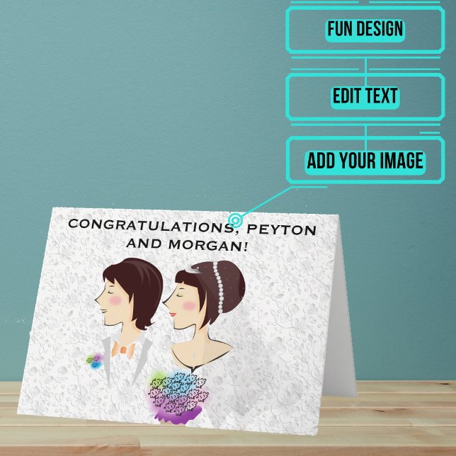 Parabéns do Dia do Casamento Cartão Neutro de Gêne (Send your love and congratulations with a modern and unique twist.)