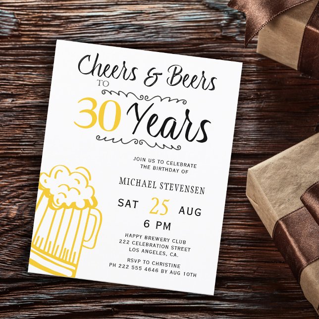 Parabéns e cervejas convite de aniversário de 30 a (Criador carregado)