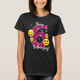 Parabéns Emoji T-Shirt por meninas de 6 anos