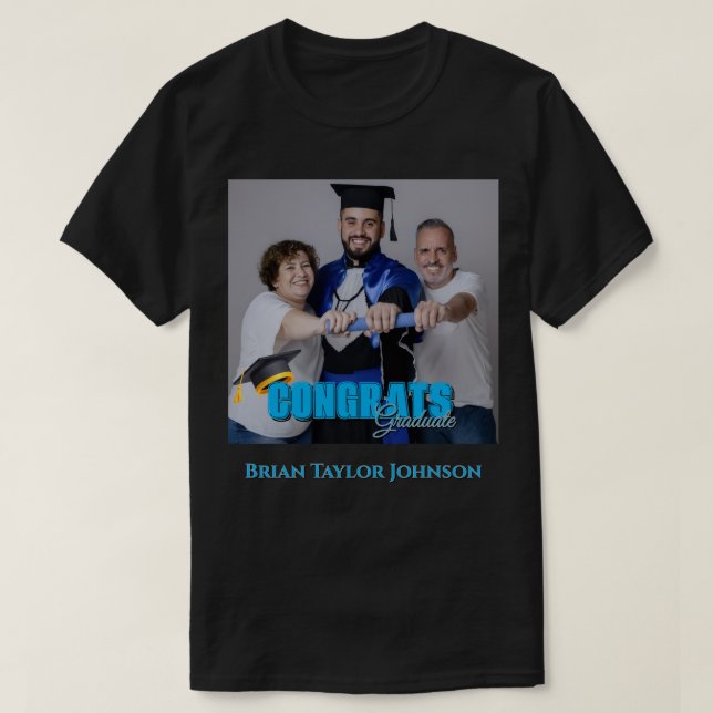 Parabéns Graduado Camiseta Personalizada com Letra (Frente do Design)