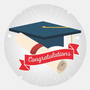 Parabéns Graduados Adesivo Redondo Clássico