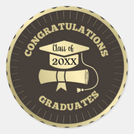 Parabéns Graduados Adesivo Redondo Clássico