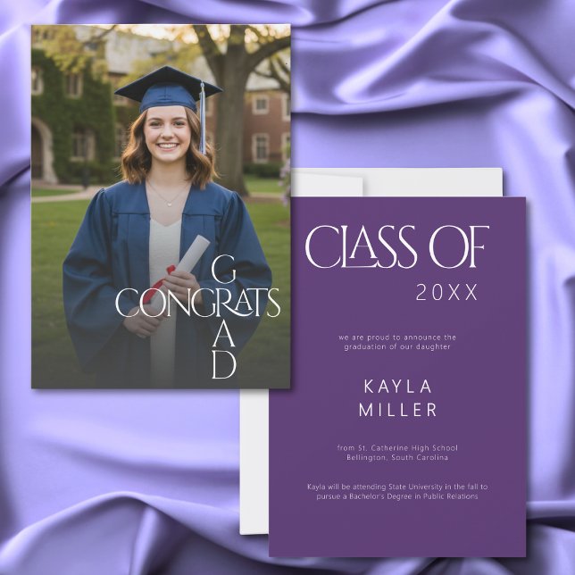 Parabéns Modernos para Graduado Anúncio de Foto de (Modern Congrats Grad Graduation Photo Announcement)