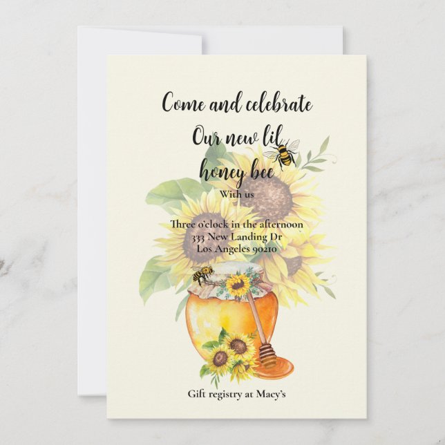 Parabéns pelo anúncio do bebê da sua abelha (Frente)