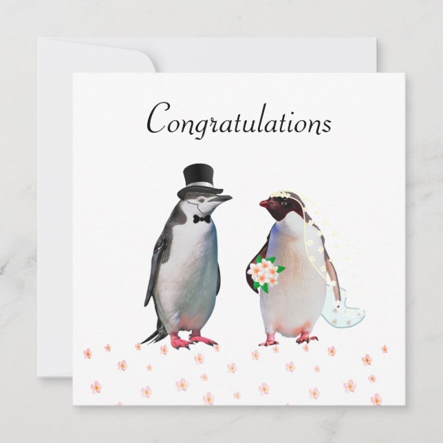 Parabéns pelo seu Casamento & Casal de Pinguins (Frente)
