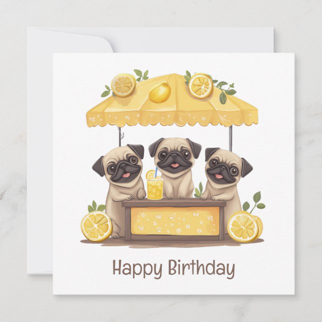 Parabéns Pug Dogs Lemonade Stand (Frente)