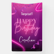 Parabéns Púrpura Rosa, Confetti Neon Surpresa Feli