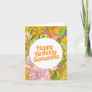 Parabéns Samantha| Cartão de Aniversário Floral