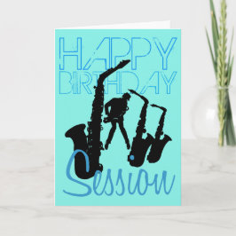 Parabéns Sessão de aniversário Jazz Sax Cartão de