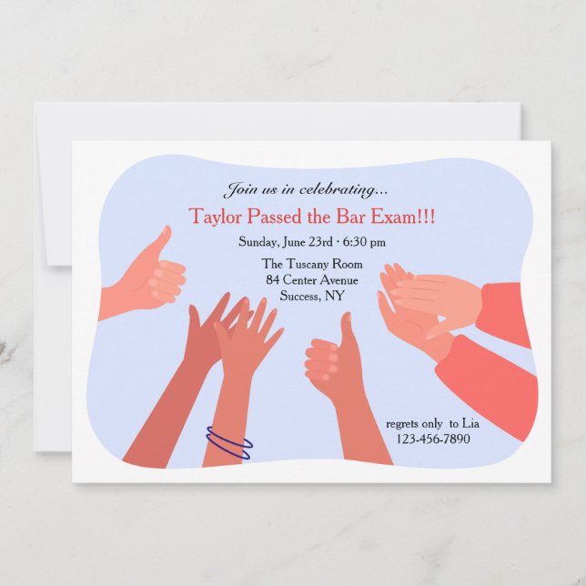 Parabéns sobre a aprovação do convite para o exame (Frente)