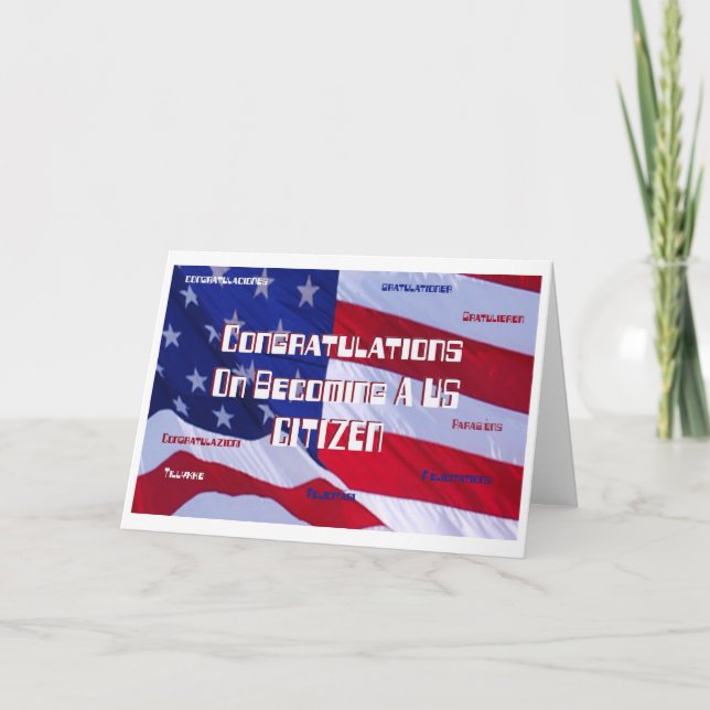 Parabéns Sobre Tornar-Se Um Cartão Cidadão Dos EUA (Frente)