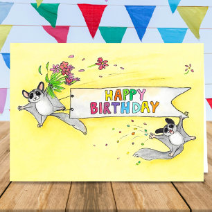 Parabéns Sugar Gliders cartão de aniversário