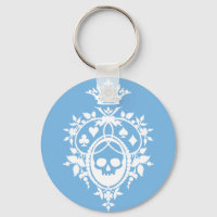 Parada azul com Chaveiro de roupa de caveira e car