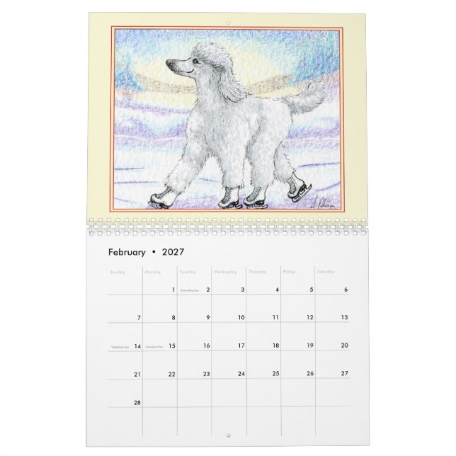 Parada de Poodle - Calendário de Imagem por Mês (Fev 2027)