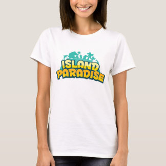 Paraíso da ilha - o t-shirt amarelo das mulheres
