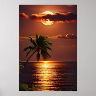 Paraíso Sunset do ouro | Poster de Parede Praia Tr