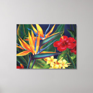 Paraíso Tropical Havaiana - Canvas de três painéis