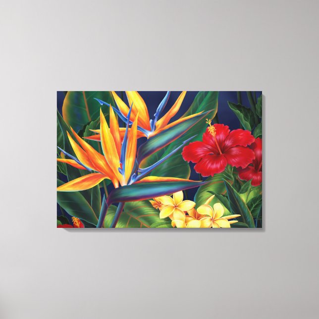 Paraíso Tropical Havaiano Canvas Enrolado de 3 Pai (Frente)