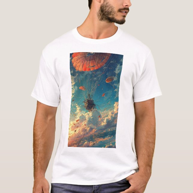 Paraquedas Disparados com Design T-Shirt (Frente)