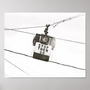 Parar de Ir para a Rua Parada Leve B&W Poster